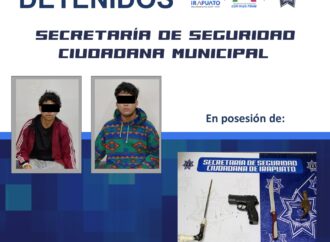 Policía de Irapuato asegura motocicleta con reporte de robo y detiene a dos personas